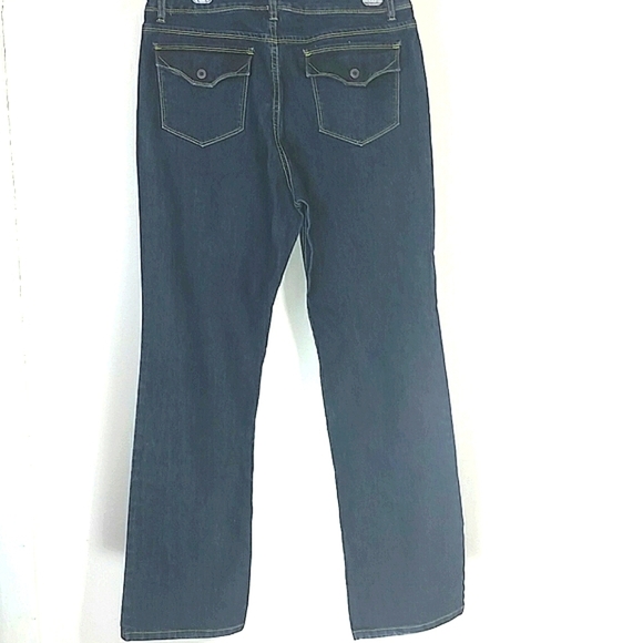 Gloria Vanderbilt Dark Wash Straight Leg Jeans Flap Pockets 12 Classic Denim - Picture 3 of 4